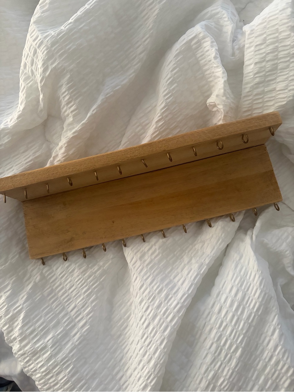 Wooden Jewelry Wall Shelf Hook Rack - Natural Wood